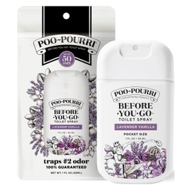 Poo-Pourri Before-You-Go Pocket Toilet Spray, Travel Essentials, Lavender Vanilla, 1 Fl Oz, Up to 50 Uses, On-The-Go Bathroom Odor Deodorizer with Essential Oils, TSA Approved Size
