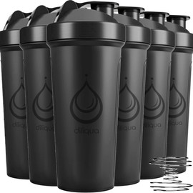 diliqua -6 PACK- Shaker Bottles for Protein Mixes | BPA-Free & Dishwasher Safe | 6 Large 24 oz protein shaker bottle | Shaker Cups for protein shakes | Blender Shaker Bottle Pack