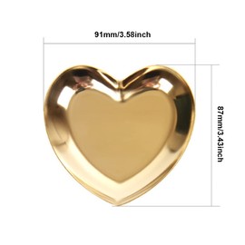 SagaSave Heart Shaped Jewelry Tray, Stainless Steel Trinket Tray Jewelry Organizer Plate for Ring, Necklace, Earrings (Colorful)