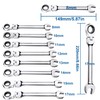 TR TOOLROCK 8pcs Flex-Head Ratcheting Wrench Set, Metric Ratchet Combination
