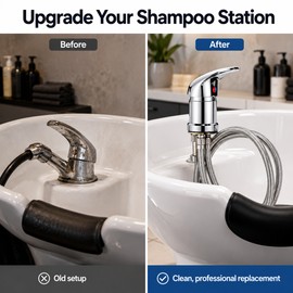 Salon Shampoo Bowl Faucet Set for Hair Washing – Metal Hot & Cold Mixer with Spray Hose for Sink Replacement