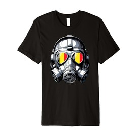 Mens Belgian Flag Belgium Pride Heritage Man Gas Mask Premium T-Shirt