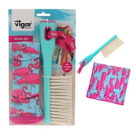 Vigar Beach Sand Remover Brush and Cloth Set, 29 cm Size, Assorted