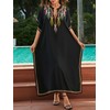 Women V Neck Embroidery Loose Kaftan Kimono Cardigan Casual Beach