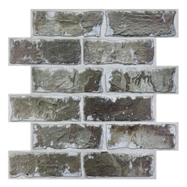 Commomy 10 Pcs 3D Faux Brick Wall Panels Peel and Stick Wall Tiles 11.8"X11.8" Small Size Thin PVC Brick Self Adhesive Tile Faux Brick Panels for Wall Living Room,Bedroom,Kitchen,Fireplace