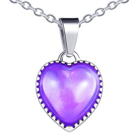 INFINIONLY Fashion Heart Necklace Pendants, Stainless Steel Necklaces for Women and Men, Couple's Heart Necklace, Pendant's Colour Changes with Temperature