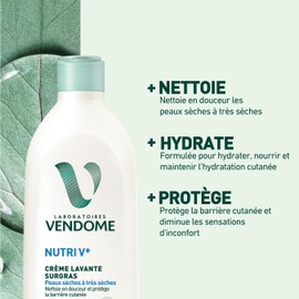 Laboratoires Vendôme - Nutri V+ - Wash Cream - Gently Cleanses & Protects the Barrier - Nourishing & Protective - Enriched with Aloe Vera - Dry to Very Dry Skin - 400 ml