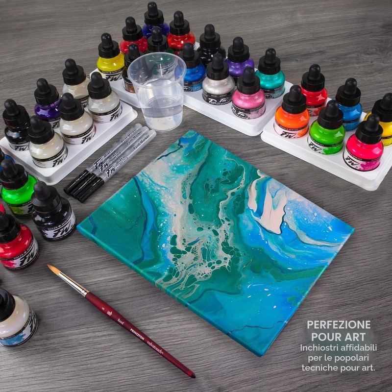 Daler Rowney FW, Set di inchiostri acrilici, 6 colori luccicanti