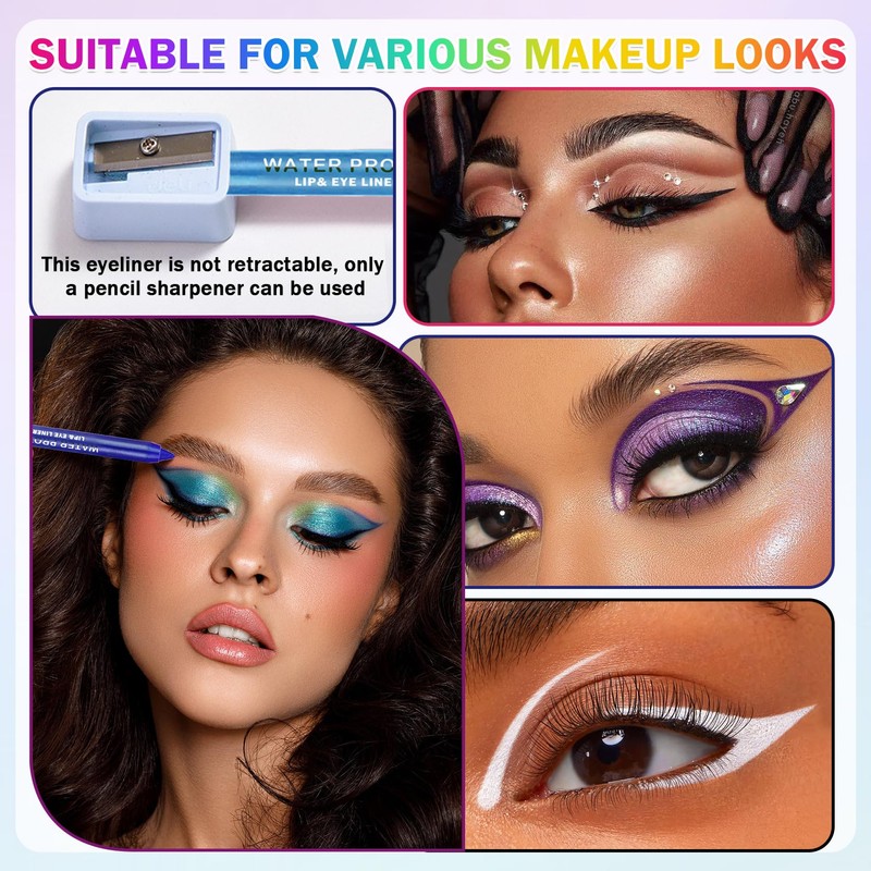 ZHISHUDL 12PCS Colorful Eyeliner Pencils Makeup Set