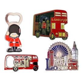 12 London UK England Famous Icons Mix Bottle Opener Fridge Magnets Keyrings, British England Key Chain Union Jack Souvenirs Magnet London Souvenir Gift