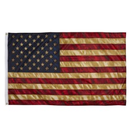 Tea Stained American Flag - 3x5 Outdoor Vintage Rustic Tea Stained United States Flags Banner Indoors for wall