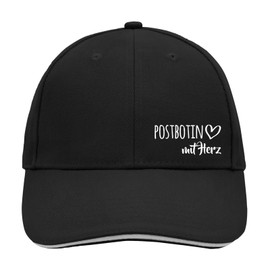 HUURAA Cappy Hat Postbotin with Heart Unisex Cap with Motif for the Greatest People Gift Idea for Friends and Family, Black/Light Grey