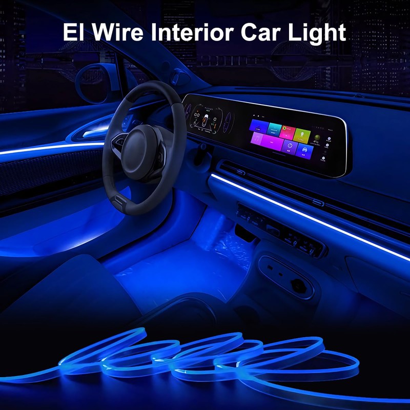 EL Wire Interior Car LED Strip Lights, 16.5FT USB Neon