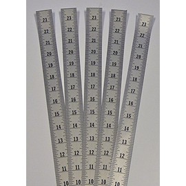 Ruler 5 Pack - Adhesive Backed - 1 1/4 Inch Wide X 24 Inch Long - Vertical Up - Fractional - 1/16” Grads - Silver