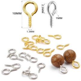 Samcos Screw Heaton UV Resin Accessory Parts Metal Fittings Handmade DIY Craft Supplies Handmade 0.2 x 0.4 inches (5 x 10 mm) (Gold x Approx. 50 Pieces + Silver x 50 Pieces)