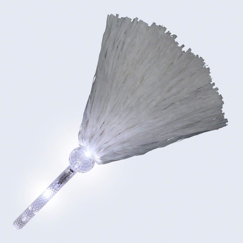 Set of 2 White Light Up Team Spirit Pom Poms
