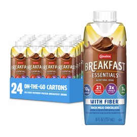 Carnation Breakfast Essentials Ready to Drink with Fiber, Rich Milk Chocolate, 8 FL OZ Carton (Pack of 24)