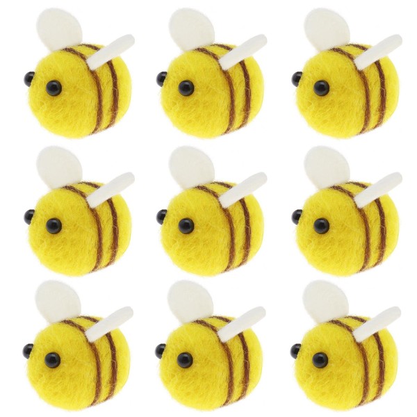 eMagTech Pack of 20 Wool Felt Bumble Bee Craft Balls Cute Small Honey Bee Decoration Bee Embellishment Craft Supplies for Hairpin Jumper Hat Shoe Costume Accessories, yellow