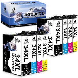 DOUBLE D 34XL Printer Cartridges for Epson 34XL Replacement for Epson WF 3720 Printer Cartridges Compatible with Epson Workforce Pro WF-3725 WF-3720DWF WF-3725DWF (Pack of 8)