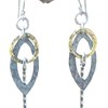 Marquis silver hammered texture earrings with brass circle and silver