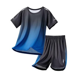 Zerfoogh Boys' Athletic Short Sets Toddler Quick-Drying Mesh T-Shirt Shorts Outfits Youth 5-12 Y Lightweight Sports School Clothing, Blue Boys' Clothes