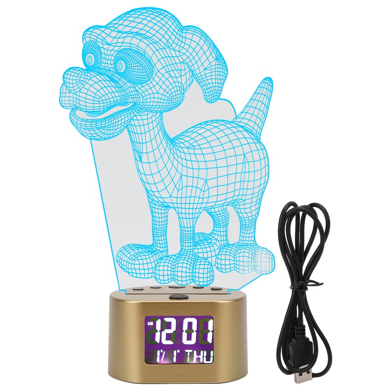 Acrylic Cartoon Night Light Dual Power Supply Alarm Clock Perpetual