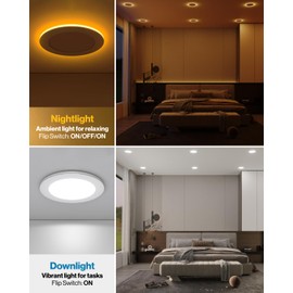 Sunco 8 Pack 6 Inch Ultra Thin LED Recessed Ceiling Lights Slim with Night Light, 2700K Soft White, Dimmable, 15W, Wafer Thin, Canless with Junction Box.