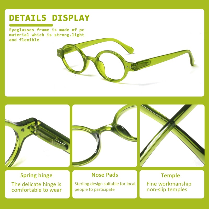 JOSCHOO 5 Pack Retro Round Reading Glasses Mini Small Comfortable