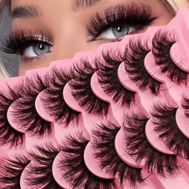 7 Pairs of 3D Fluffy False Eyelashes, Volume Curly, Dramatic Artificial Eyelashes, Natural Look, Reusable, Handmade Faux Mink Makeup Eyelashes (7P-XE05)