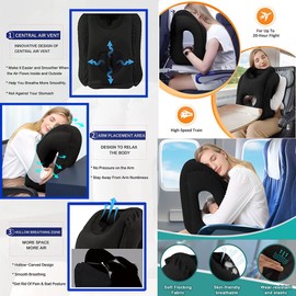 Inflatable Travel Pillows, Inflatable Airplane Pillow for Sleeping Rest Avoid Neck and Shoulder Pain, Comfortably Support Head, Neck, Lumbar, Travel Essentials Great for Airplane, Office, Trains, Cars