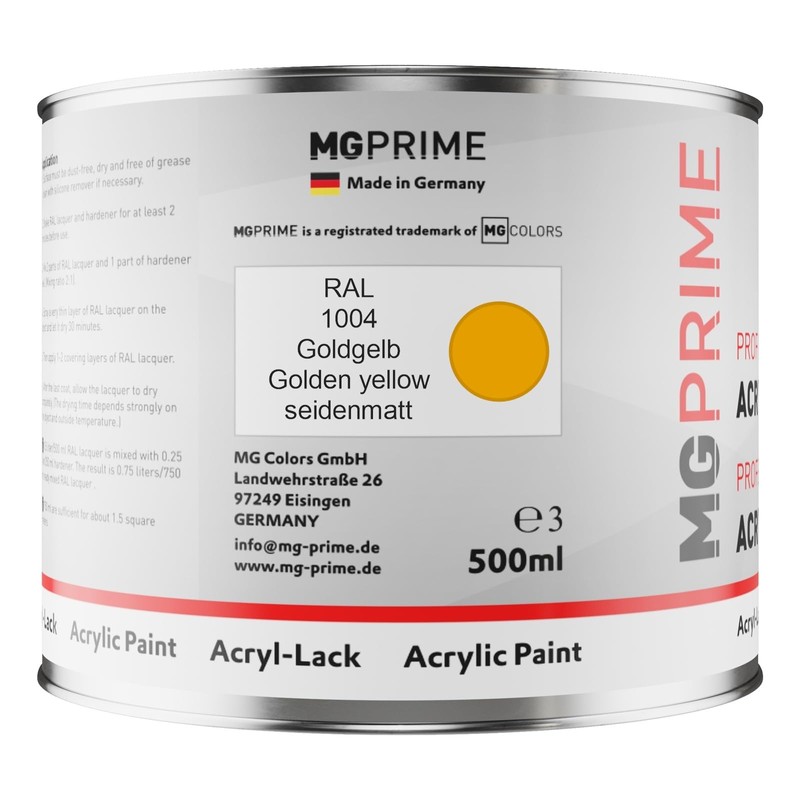 RAL 1004 Golden Yellow Acrylic Paint Semi-Matt 0.75 Litres /