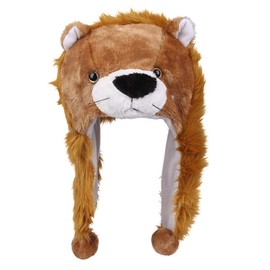 NazyJnn Plush Hat, Animal, Disguise, Halloween, Parent-child Use, Kids, Adults, Cute, Ears, Cosplay, Cold Protection, Funny Gift, lion, Free size