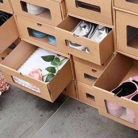 10PCS Cardboard Shoe Box Stackable Storage Box Visual Multi-Purpose Storage Box for Home Office Organization and Storage