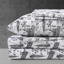 Kenneth Cole - Queen Sheet Set, Super Soft Wrinkle-Resistant Bedding with Bonus Pillowcases, Modern Home Decor, Oeko-Tex Certified (NYC Landmarks Charcoal, Queen)