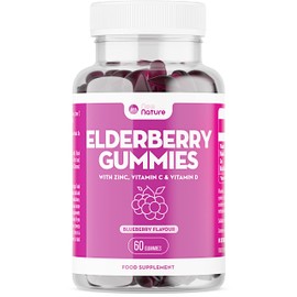 Elderberry Gummies with Zinc, Vitamin C & Vitamin D - Suitable for Adults & Children - Zinc for Immune System - Sambucus Black Elderberry (Elderberry Gummies - 60, 1 Pack)