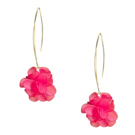 GUOXIAOMEI Colour Resin Flower Cluster Ball Earrings for Women Lightweight Dainty Floral Petal Earrings Party Jewelry (Hot Pink)