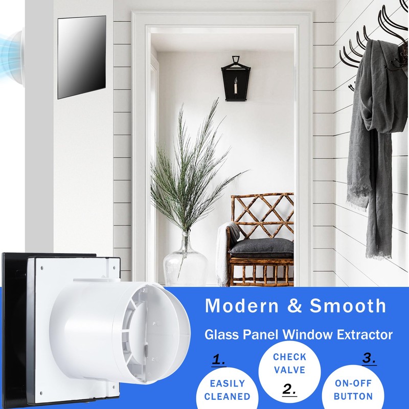 Hose Vary Upgraded Glass Panel, 4inch Window Wall Extractor Fan,