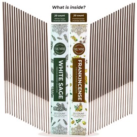 Trumiri Incense Sticks - Combo Pack of 40 Insence-Sticks - 20 White Sage + 20 Frankincense - Insenses - Insents - Incents - Inscense - Incence - Incienso - All Natural Incense Sticks