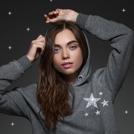 22 Pieces Star Iron on Patches Rhinestone Applique Silver Adhesive Hot Glue Star Shape Glitter Crystal Patches for Clothing Repair, Jeans, Bags, Hats and DIY Accessory