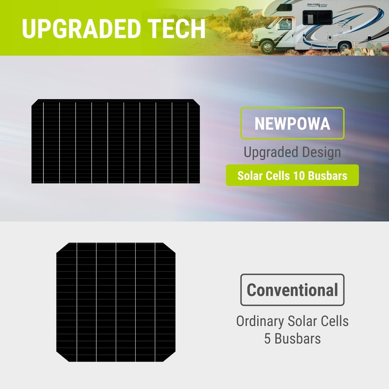 Newpowa 100W Flexible Solar Panel Portable Bendable 12 Volts 10BB