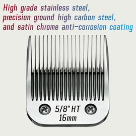 1Pack 5/8" HT Detachable Pet Dog Grooming Ceramic Blade, Compatible with Ainds, Oster A5, Wahl KM-10 and Other Series Clippers, Compatible with Andis Size: 5/8-Inch 16mm Cut Length, Sliver