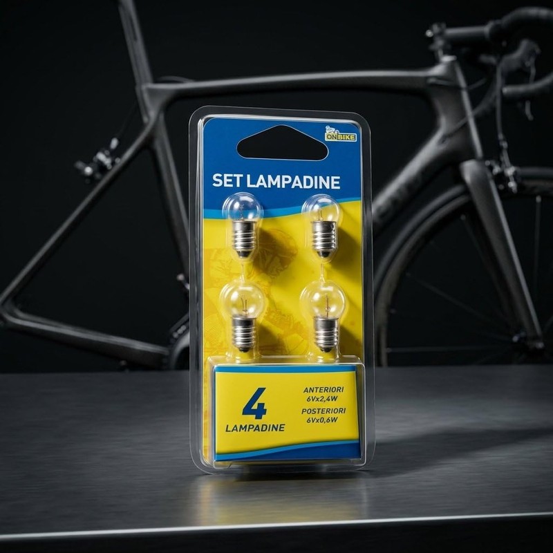 On Bike Set di quattro lampadine per fanali bici anteriori