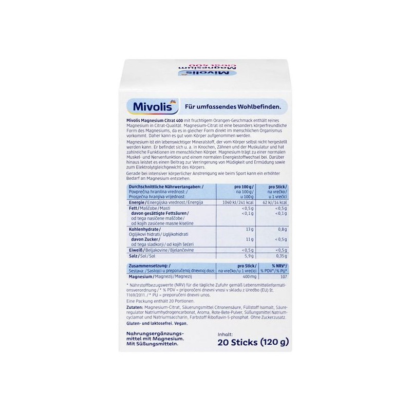 디엠 Mivolis 미볼리스 마그네슘-구연산 과립 120g DM Mivolis Magnesium-Citrate Granules