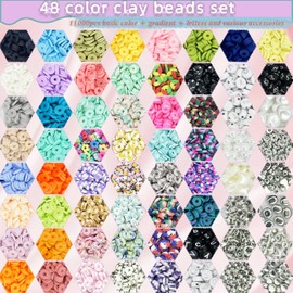 11000pcs Clay Beads Bracelet Making Kit, 48 Colors Polymer Clay Beads for Jewelry Making, Friendship Bracelet Making Kits for Girls with Charms Letter Bead & Box, DIY Crafts Gift (Silver & Gift Box)