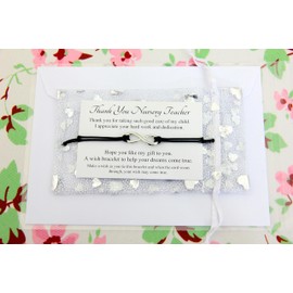 Lucor Nursery Teacher Gifts | Thank You Nursery Teacher Gifts | End of Year End of Term Teacher Gift | Nursery Wish String Bracelet | Gifts for Nursery Teacher(Black)