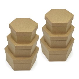 AllStellar Hexagon Paper Mache Nesting Boxes – Small Set of 6 Paper Mache Boxes with lids for Crafting, Gifts, Storing Jewelry, Treasure, Accessories, Cosmetics, Ornament and More