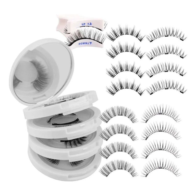 4 Pares Pestañas Postizas Magnéticas Kit Con Clip 3d De