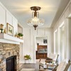 UOFUS Glass Ceiling Light Fixture Vintage Small Semi Flush Mount