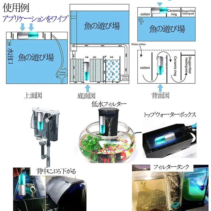 Aquarium Light, Amphibious, IP68 Waterproof, Removes Green Algae, Water Purification,