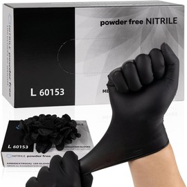 3.5mil Thick, 100PCS Black Nitrile Gloves: Powder-Free for Cleaning, Medical, Food Prep & More - Size: Large